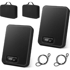 Pistol Safe, Portable Travel Car Gun Safe, Gun Box for Handguns with Key Lock, Gun Safes with Handbag for Car, Home, Travel