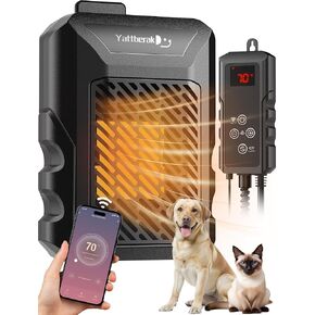 Dog House Heater,Pet House Heater with APP Remote&Thermostat,41°F/113°F Adjustable Temp 24H Timer Outdoor Pet Safe Heaters,500W IPX5 Waterproof Cat Heater Anti Chew Cord Chicken Coop Heater with WIFI