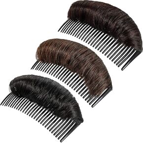 3 Pieces False Hair Clips, Hair Base Bump Inserts, Volume Princess Styling Tool for Women Girls (Dark Brown)