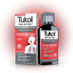 TUKOL Max Action Severe Cough Suppressant and Nasal Decongestant Multi-Symptom Cold Relief Syrup - Maximum Strength, Fast Acting Formula, 6 Fl Oz
