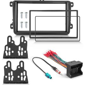 NuIth Double DIN Radio Installation Dash Kit W/Radio Wire Harness for 2005-2015 Volkswagen, Aftermarket Radio Dash Stereo Mounting Installation Trim Bezel Bracket Wire Kits