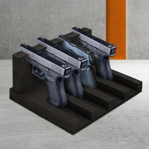 3D Foam Pistol Rack (4 Holders) - Gun Rack Holder with Magnetic Strips for Stable Storage, Gun Safe Organizer, Handgun Stand for Gun Cabinet