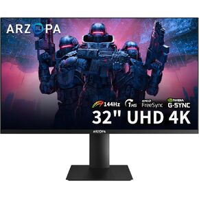 ARZOPA 32" 4K UHD (3840x2160) Gaming Monitor 144HZ IPS Screen, Height Adjustable Stand, VESA Mountable, Support AMD Freesync & NVIDIA G-Sync, DP 1.4, HDMI 2.1 -M3RC