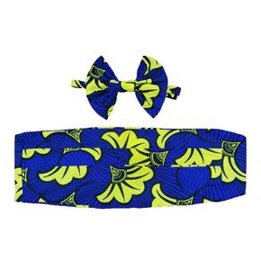 African Print Mens Cummerbund Bow Tie Set Ankara men's 2 pieces set (Color 2)