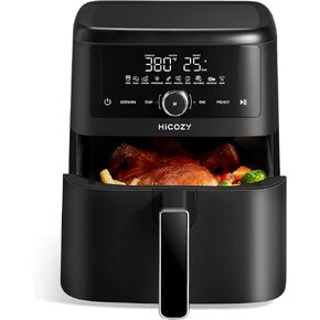 HiCOZY 10-in-1 Air Fryer, 6QT Family Size, Flash Crisp Technology, 400F for Hot & Crispy Results in Minutes, Roast, Reheat, Dehydrate & More, Black