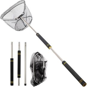Fishing Landing Net, Fishing Net with Handle for Fishing with Splicing Extension Pole Handle Sturdy Stainless Steel Tubes Comfortable Sponge Handle, yellow in Saudi Arabia