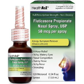 HealthA2Z Fluticasone Propionate Nasal Sprays, 2 Pack * 120 Sprays, 24 Hour Allergy Relief