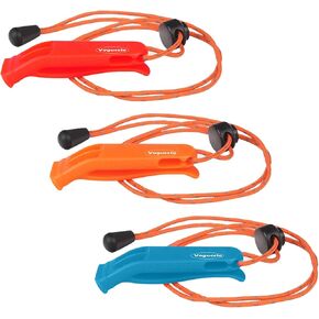 3PCS Emergency Whistle with Adjustable Reflective Lanyard for Outdoor Boating Fishing Hiking Hunting Kayaking Camping Safety Survival Signal (Red Orange Blue)