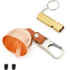 Loud Bear Bell with Silencer | Hiking Accessories | Emergency Whistle & Copper Bell for Hiking, Backpacking, Survival, Biking, Fishing, Climbing, Camping