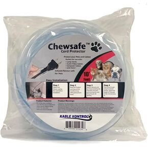 Cord Cover - Pet Chewing Deterrent - 10 Feet Long - Clear - 3/8 - 1/2 Wide | Discourages & Protects Pets That Chew Hazardous Wires