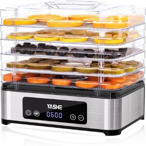 YASHE Food Dehydrator Machine, 420W Dehydrators for Food and Jerky, Herbs, Meat, Fruit, Dog Treats, 5 BPA-Free Trays Food Dryer, 48H Timer and Temperature Control 95-160℉, Recipes Book Included