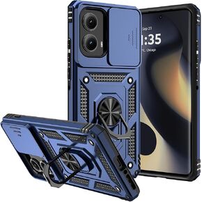 for Moto Edge 2024 Case,with Camera Cover,[Military Grade] 16ft.Drop Tested Cover with Magnetic Kickstand Car Mount Protective Case for Motorola Edge 2024, Blue