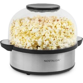 Nostalgia Classic Electric Stirring Popcorn Maker, Makes 8 Cups, Large Lid Doubles as Serving Bowl, Quick Heat Technology, for Kettle Corn and Roasted Nuts, Black in Kuwait