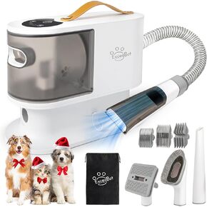Dog Grooming Vacuum & Dog Grooming Kit - Low Noise Dog Hair Vacuum Hair Remover Pet Grooming Kit Collects 99% Hair, 5 Proven Grooming Tools for Dogs Cats and Other Animals | 2L Dust Cup