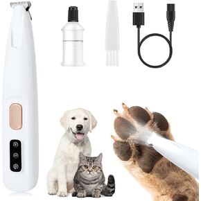 Saffory Paw Trimmer, Saffory Pet Micro Precision Trimmer, Rechargeable Dog Trimmer for Paws with LED Light, Dog Paw Trimmer Waterproof, Low Noise Paw Trimmer for Dogs Cats Hair Trimming (1 Set)