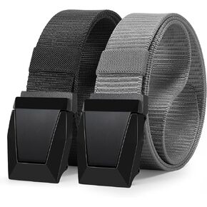 WERFORU 2 Pack Men Tactical Belt Nylon Belts for Men Military Belt for Men Nylon Web Belt with Metal Buckles Quick Release
