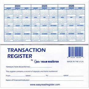 12 Check registers for Personal Checkbook - Checkbook Ledger Transaction Registers Log for Personal or Business Bank Checking Account, Saving Account, Deposit, Credit Card, and Large Booklet
