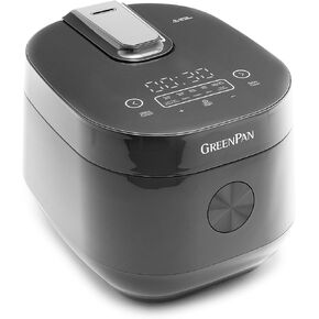 GreenPan Carb Reducing Electric Rice Cooker, 4 Cups Uncooked/8 Cooked Rice, 10 Presets, LED Display, Healthier Meals, Delay Timer, PFAS-Free Ceramic Nonstick Removable Bowl, Cool Touch, Steam, White