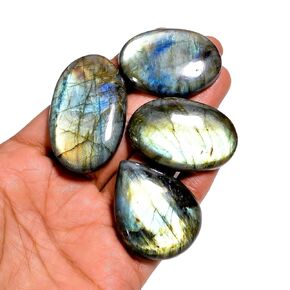 Natural [30mm+] 5pcs Large Labradorite Gemstones Cabochons, Jewelry Making Loose Gemstone, Polished Gems, DIY, Wire Wrapping, Reiki, Wikka, Healing Crystals, Bulk Gemstone Deal [300+cts]