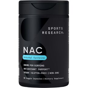 Sports Research Vegan NAC Supplement (N-Acetyl Cysteine) 600 mg - Supports Antioxidant Activity - Non-GMO 90 NAC Powder Capsules - NAC 600 mg - N-Acetyl-L-Cysteine - N Acetyl Cysteine