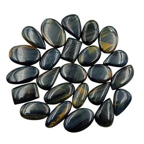 SGM Shop™ كابوشون عين النمر الطبيعي أحجار كريمة فضفاضة مزيج خلفي مسطح A+ جودة لصنع المجوهرات، الحرف اليدوية والأشغال اليدوية، هدية الزفاف، شقرا الشفاء، بلورات تغليف الأسلاك - قطعتان