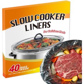 ECOOPTS Slow Cooker Liners Disposable Cooking Bags Small Size Pot Liners Fit 1QT to 3QT Suitable for Oval & Round Pot- 40 Bags