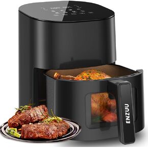 Air Fryer,4 Quart Airfryer,Compact Air Fryers with Easy View Window,11-in-1 Functionality, 450℉ Max Crisp,Nonstick Basket, Dishwasher Safe,Shake Reminder,Cookbook Included,Fit for 1-3 People