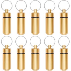 10 Pcs Portable Pill Case, Bantoye Waterproof Aluminum Pill Holders Storage Drug Container with Keychain for Outdoor Camping Traveling, Multicolor