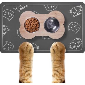 WLLHYF Cat Food Mat for Pet, Non-Slip Pet Feeding Mats 19.69 x 11.8 inches Waterproof Cat Bowl Mat Absorbent Protect Floors Cat Accessories Pet Supplies for Food and Water
