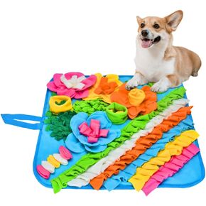Snuffle Mat for Dogs, Interactive Sniff Mat Slow Feeding Mat for Small Pets Cats, Rabbits to Keep Busy, Dog Puzzle Slow Feeder Treat Toy, Dog Treat Dispenser for Training and Stress Relief (Blue)