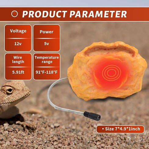 Reptile Heating Rock Thermostatically Controlled Heatwave Reptile Rock Heater Heated Rock for Turtle,Snakes, Hermit,Lizard Reptile Pets Accessories in Saudi Arabia