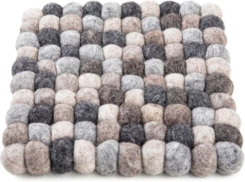 Woolygon Felt Trivet Pot Mat - Drink Felt Coaster for Hot Dishes, Cute Table and Car Coasters, Hand-Felted in Nepal - Multicolor 7.8 Inches in Saudi Arabia