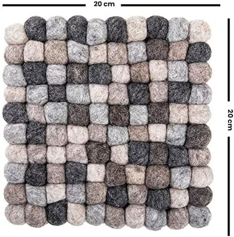 Woolygon Felt Trivet Pot Mat - Drink Felt Coaster for Hot Dishes, Cute Table and Car Coasters, Hand-Felted in Nepal - Multicolor 7.8 Inches in Saudi Arabia