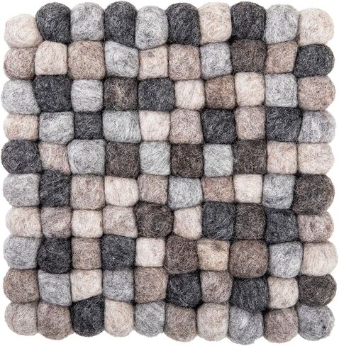 Woolygon Felt Trivet Pot Mat - Drink Felt Coaster for Hot Dishes, Cute Table and Car Coasters, Hand-Felted in Nepal - Multicolor 7.8 Inches in Saudi Arabia