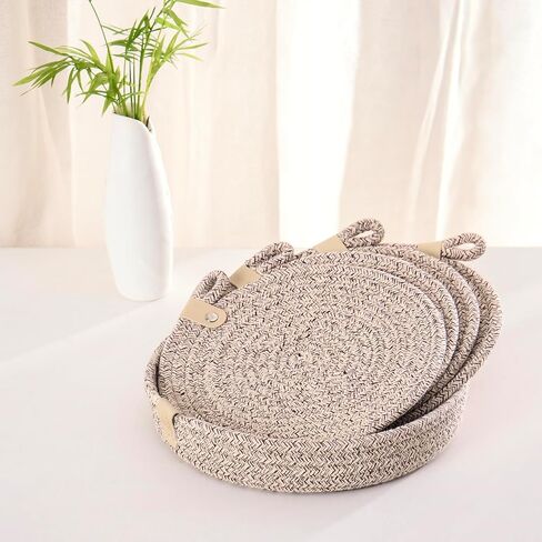 Trivets Set of 4: Boho 8 Inch Trivets for Hot Dishes, Hot Pots and Pans, Thick Heat Resistant- Hot Pads for Table & Countertop Protect Your Kitchen in Style! (Off White, 8 inch with Holder) in Saudi Arabia