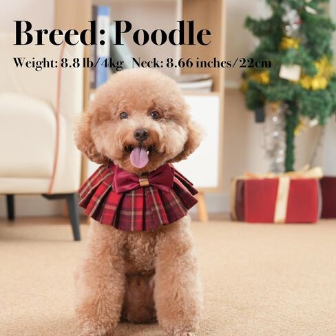 Lovelyshop pet Serial Lux Red Cheeck Cotton Blend Dog/Cat Collar Scarf with Red Big Bowtie for Chirstmas Festive Holiday Pet Costume-Small Size in Saudi Arabia