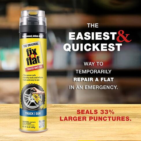 Slime Fix-A-Flat S60430 Aerosol Emergency Flat Tire Repair and Inflator, for Large Tires, Eco-Friendly Formula, Universal Fit for All Cars and Small Trucks/SUVs, 20 oz. (Pack of 1) in Kuwait