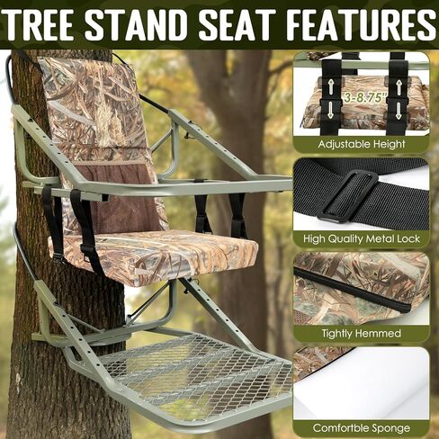 استبدال مقعد شجرة PUNCHMAN، وسادة مقعد حامل شجرة قابلة للتعديل للصيد، مقاعد شجرة مموهة شديدة التحمل لكرسي الصيد، ملحقات صيد الغزلان ومعدات تسلق الأشجار in Kuwait