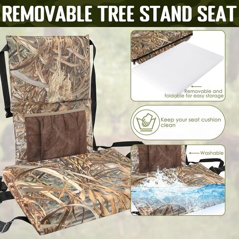 استبدال مقعد شجرة PUNCHMAN، وسادة مقعد حامل شجرة قابلة للتعديل للصيد، مقاعد شجرة مموهة شديدة التحمل لكرسي الصيد، ملحقات صيد الغزلان ومعدات تسلق الأشجار in Kuwait