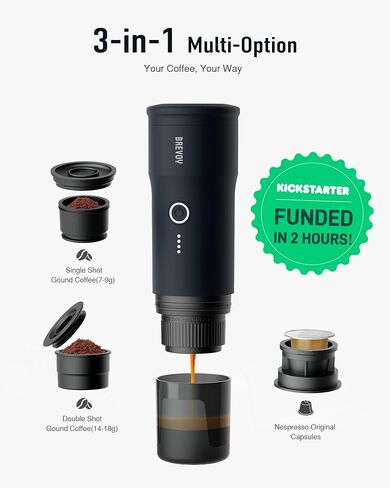 Portable Electric Espresso Machine, Ground Coffee & Capsule, Self-Heating, 20 Bar 12V Mini Car Travel Coffee Maker with 9000mAh Battery-Ideal for Camping, RV, Hiking, Office in Saudi Arabia
