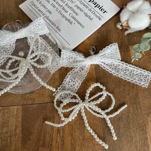 Pearls Bow knot Shoe Charms for Sneakers Shoe Lace Charms Decorations Elegant Pearl Beaded Chain for Women Cute DIY Shoe Accessories for Wedding Gift (white) in Saudi Arabia