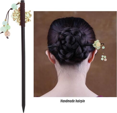 The Lord of the Tools 2PCS Chinese Retro Hair Sticks Traditional Flower Hairpin Vintage Handmade Wooden Chignon Hair Chopsticks with Tassel for Women Girls 18cm/7.1in Length in Saudi Arabia