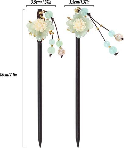 The Lord of the Tools 2PCS Chinese Retro Hair Sticks Traditional Flower Hairpin Vintage Handmade Wooden Chignon Hair Chopsticks with Tassel for Women Girls 18cm/7.1in Length in Saudi Arabia