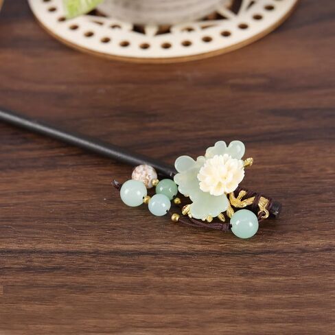 The Lord of the Tools 2PCS Chinese Retro Hair Sticks Traditional Flower Hairpin Vintage Handmade Wooden Chignon Hair Chopsticks with Tassel for Women Girls 18cm/7.1in Length in Saudi Arabia