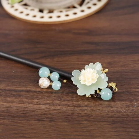 The Lord of the Tools 2PCS Chinese Retro Hair Sticks Traditional Flower Hairpin Vintage Handmade Wooden Chignon Hair Chopsticks with Tassel for Women Girls 18cm/7.1in Length in Saudi Arabia