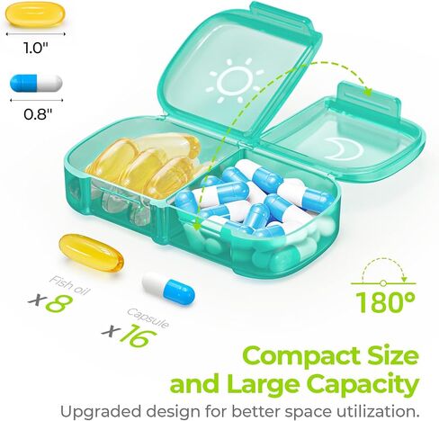 AUVON Weekly Pill Organizer 2 Times a Day, One-Side Large Opening, Easy‑Use | XL AM PM Pill Case, Travel Pill Box 7 Day, Medication Organizer for Medications, Vitamins, Fish Oils, Supplements, Pink in Saudi Arabia