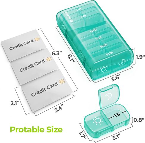 AUVON Weekly Pill Organizer 2 Times a Day, One-Side Large Opening, Easy‑Use | XL AM PM Pill Case, Travel Pill Box 7 Day, Medication Organizer for Medications, Vitamins, Fish Oils, Supplements, Pink in Saudi Arabia