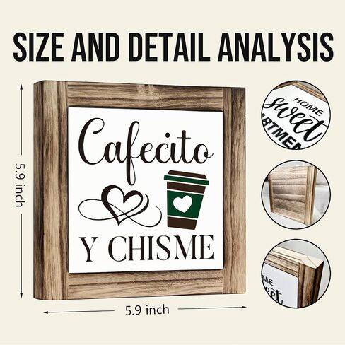 Coffee Decor, Coffee Sign, Coffee Beans Decor, Box Sign Wood Desk Sign Decor, Decorative Wooden Table Sign, Coffee Signs for Home Kitchen Decor, Cafe Tabletop Decor, Coffee Station Sign 5.9×5.9inch in Saudi Arabia
