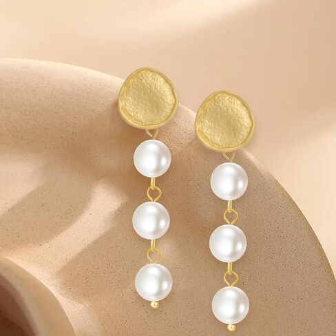 Pearl Earrings for Women, 14k Gold Pearl Drop Dangle Earrings, Natural Freshwater Pearls Earrings, Dainty Baroque Pearl Earrings Statement Wedding Bridal Earrings, Perfect Gift for Women (style 2) in Saudi Arabia