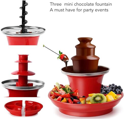 Chocolate Fountain Machine, 3 Tiers Mini Electric Melting Machine with Detachable Serving Tray for Parties, Wedding, Chocolate, Cheese, BBQ Sauce, Ranch, Liqueurs in Saudi Arabia